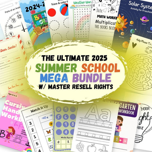 The Ultimate 2025 SUMMER SCHOOL Mega Bundle - Digital Download Activity Books & Coloring Pages for Kids w/ MRR Master Resell Rights