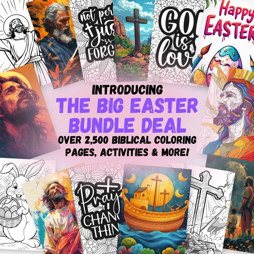 The Big Easter Bundle Deal w/ Master Resell Rights | 2,500 Biblical Resources: 800+ Coloring Pages, 300+ Activities, Word Searches, Mazes, & More!